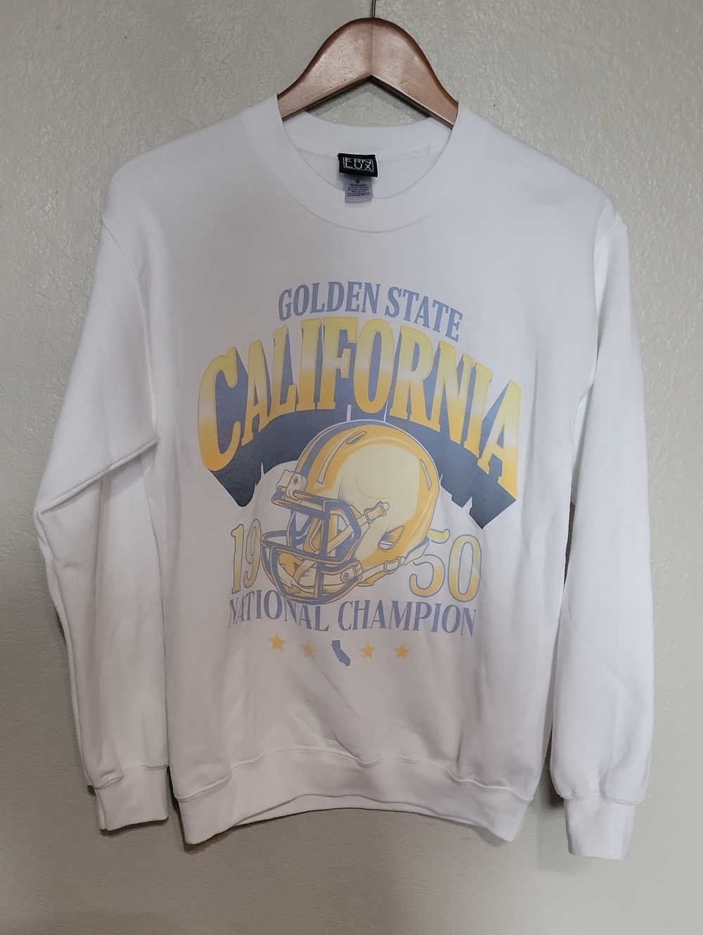 White "Golden State California" Graphic Crewneck Sweatshirt